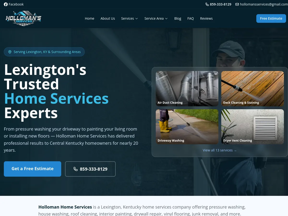 Holloman Home Services website built by Bochi Web