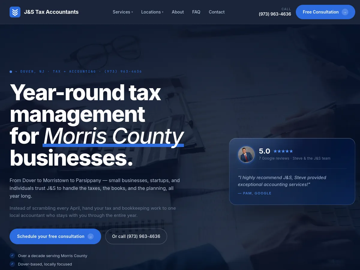 J&S Tax Accountants website built by Bochi Web