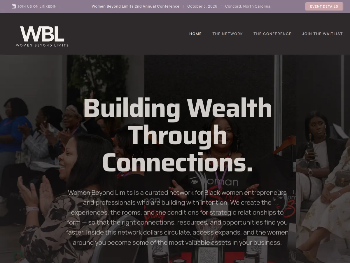 Women Beyond Limits Network website built by Bochi Web