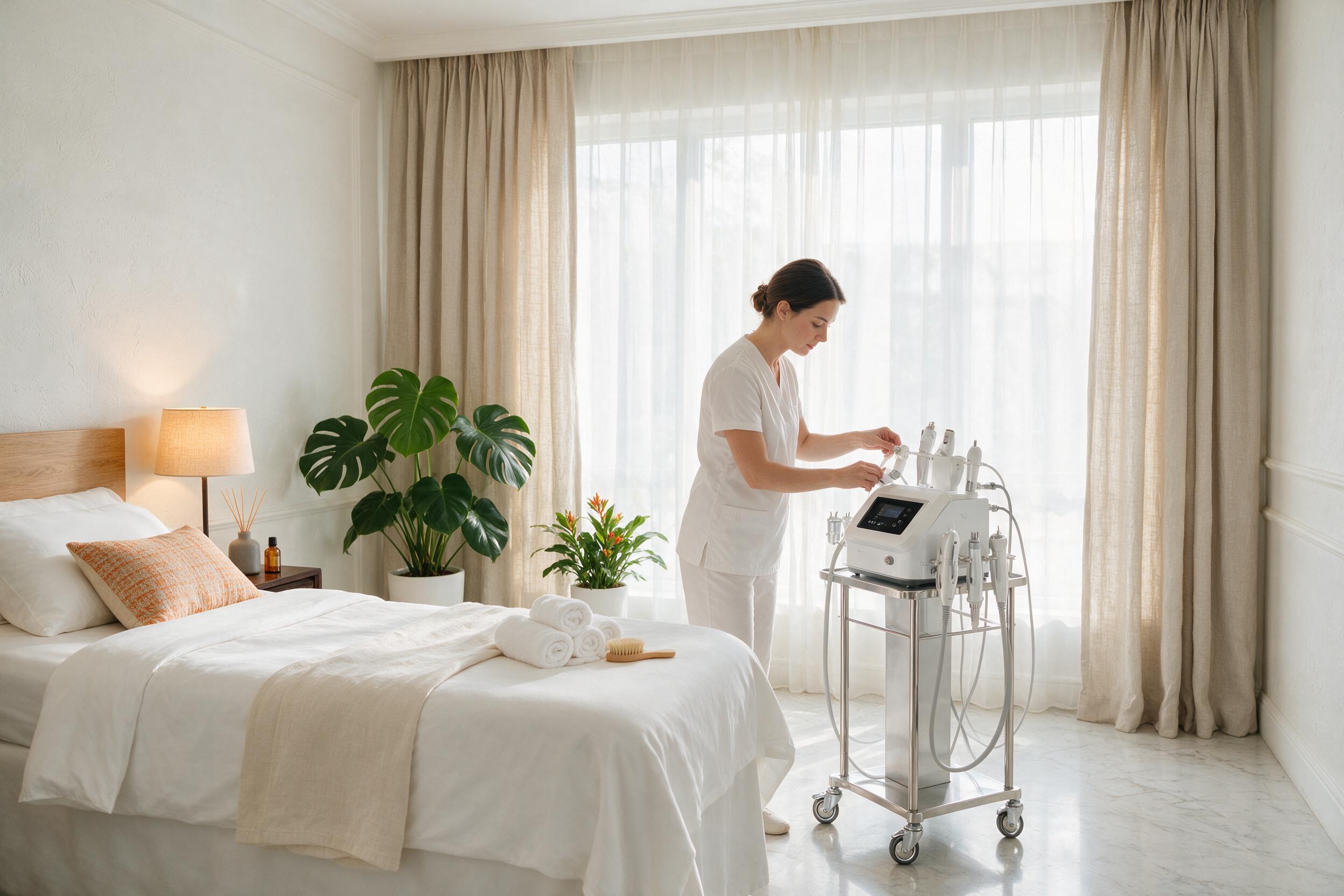 Medical spa website design — a premium med spa site with an online-bookable treatment menu and tasteful before/after proof