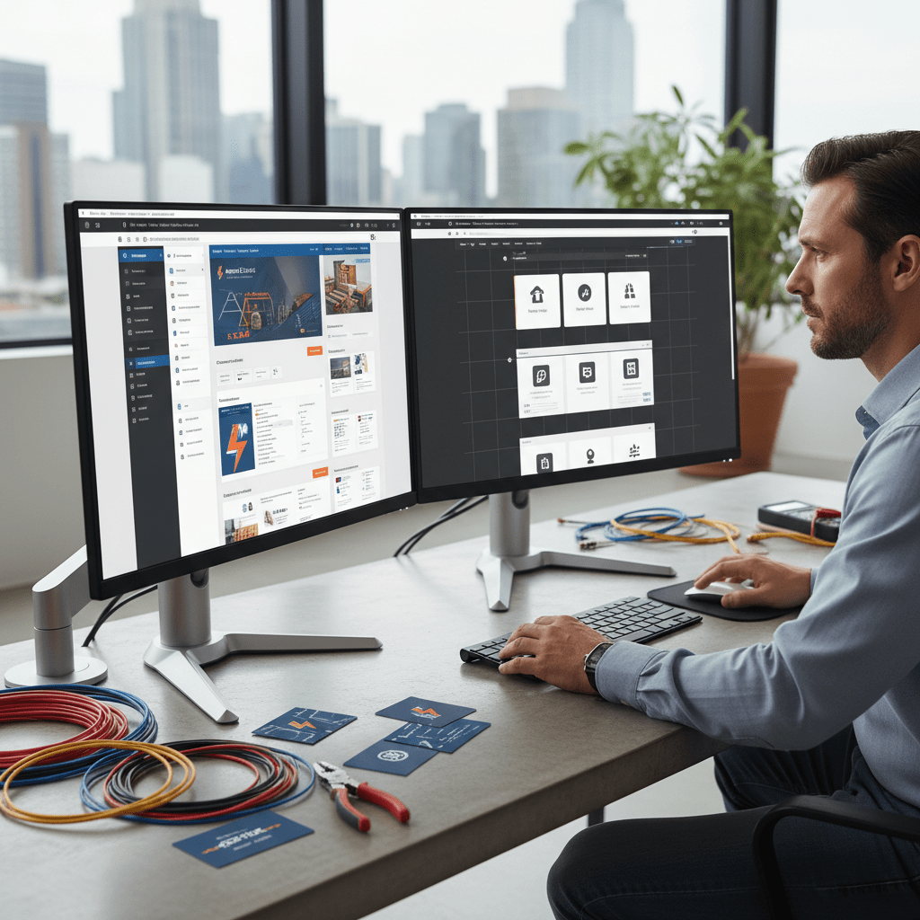 electrician website design - WordPress dashboard showing service page management and content updates