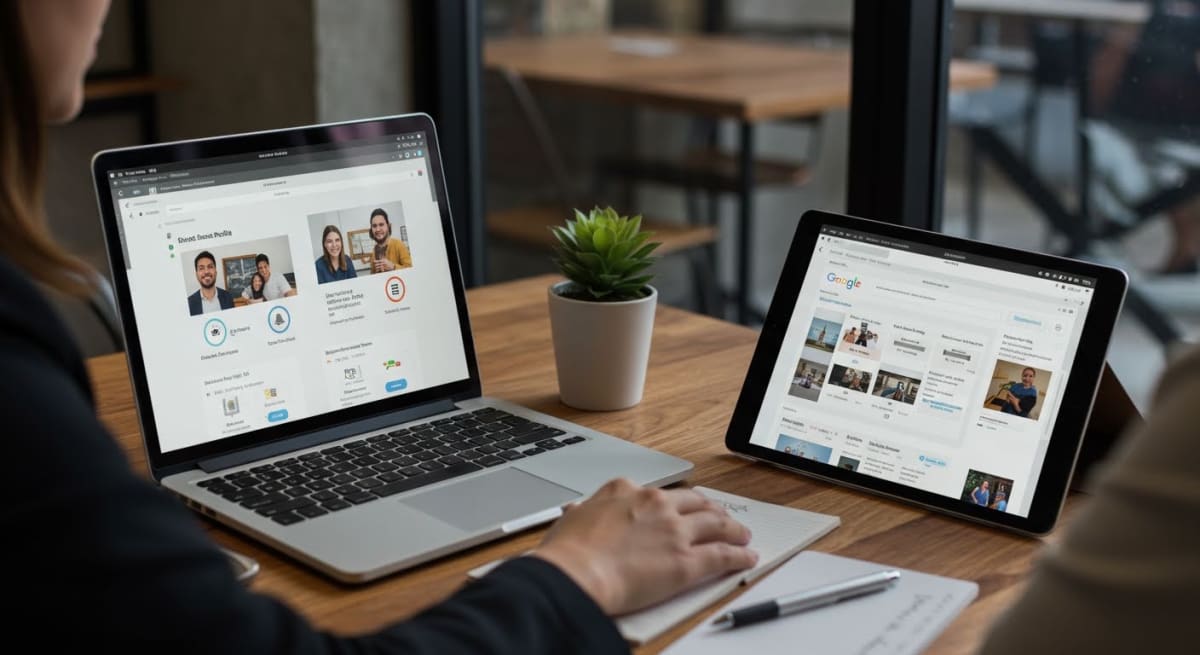 google business profile optimization - advanced features dashboard showing attributes, booking, messaging, and service area settings