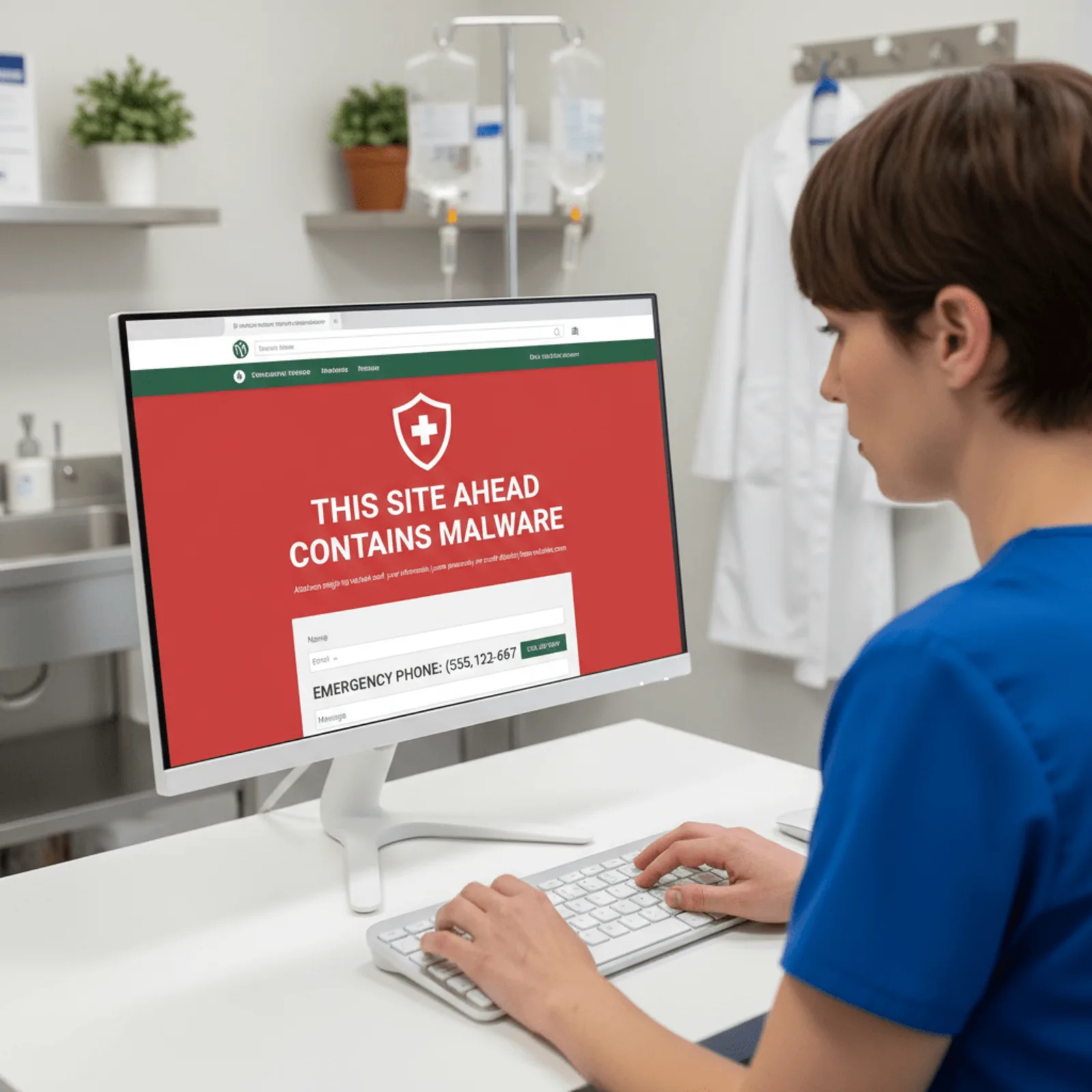 wordpress support for veterinarians - hacked website warning message blocking veterinary clinic contact information