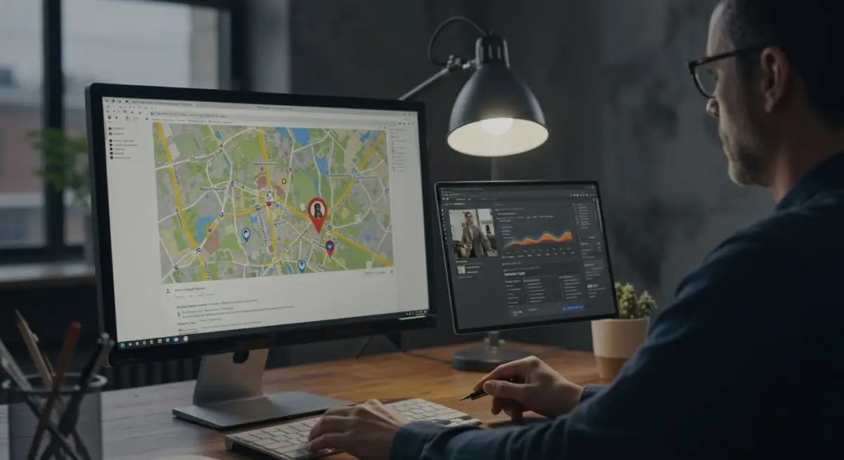 Google Map Pack results showing three Marion Iowa businesses with ranking factors highlighted