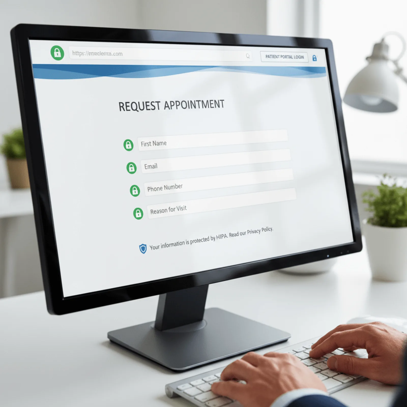 patient focused medical website design - HIPAA compliant contact form with encryption and privacy notice