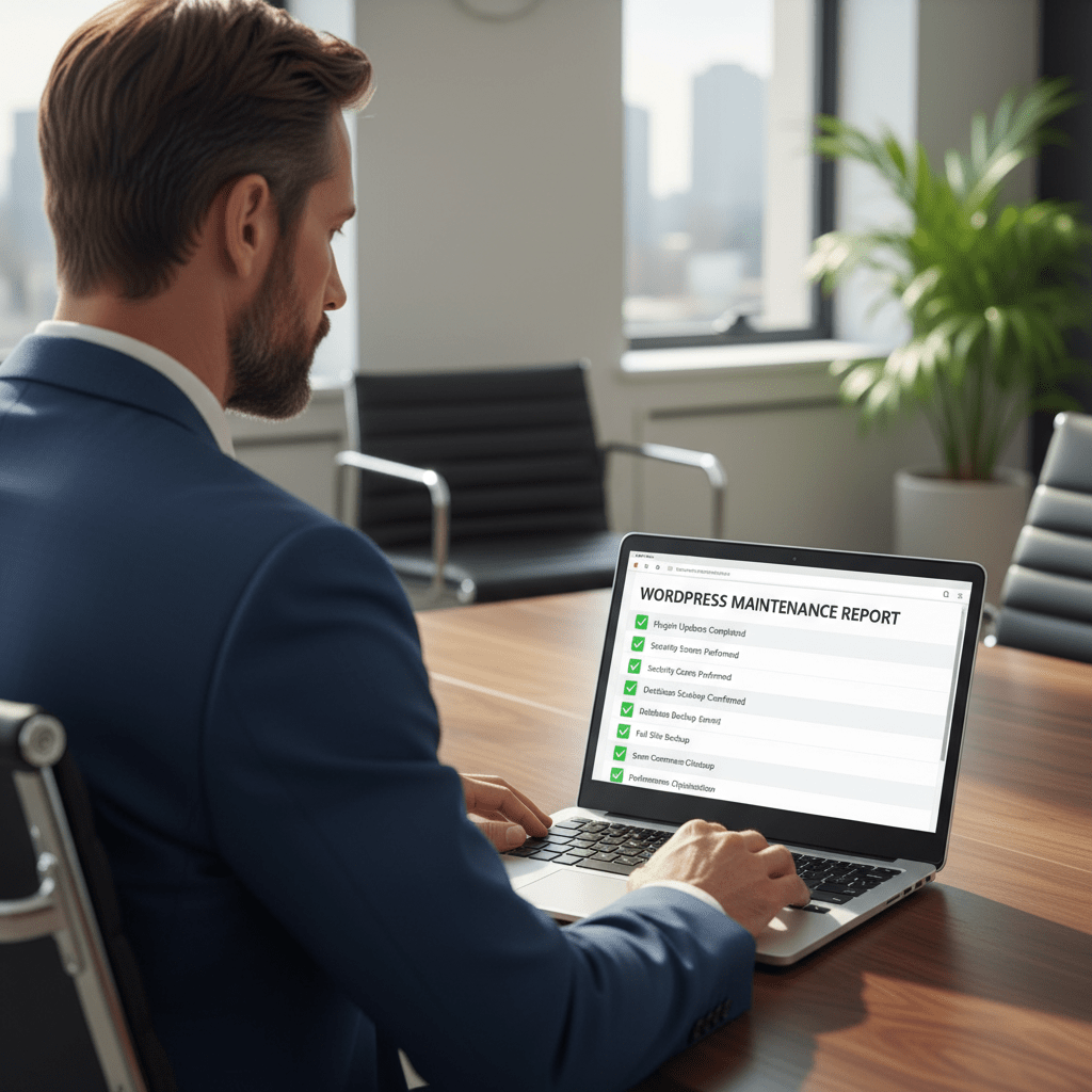 wordpress monthly maintenance report showing updates and security checks