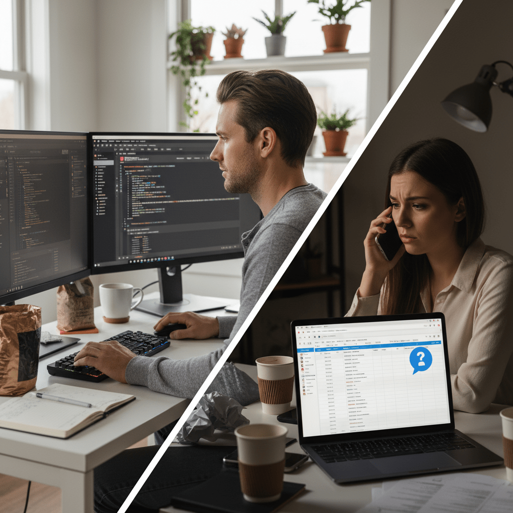 direct wordpress management vs reseller model comparison diagram