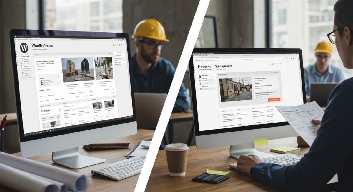 web development - comparison chart showing custom WordPress versus template website builders with cost and feature differences