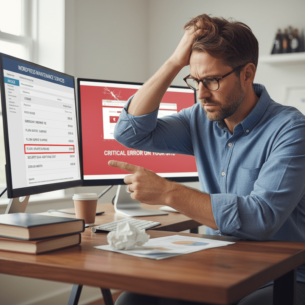 wordpress maintenance red flags - invoice showing surprise charges and hidden fees