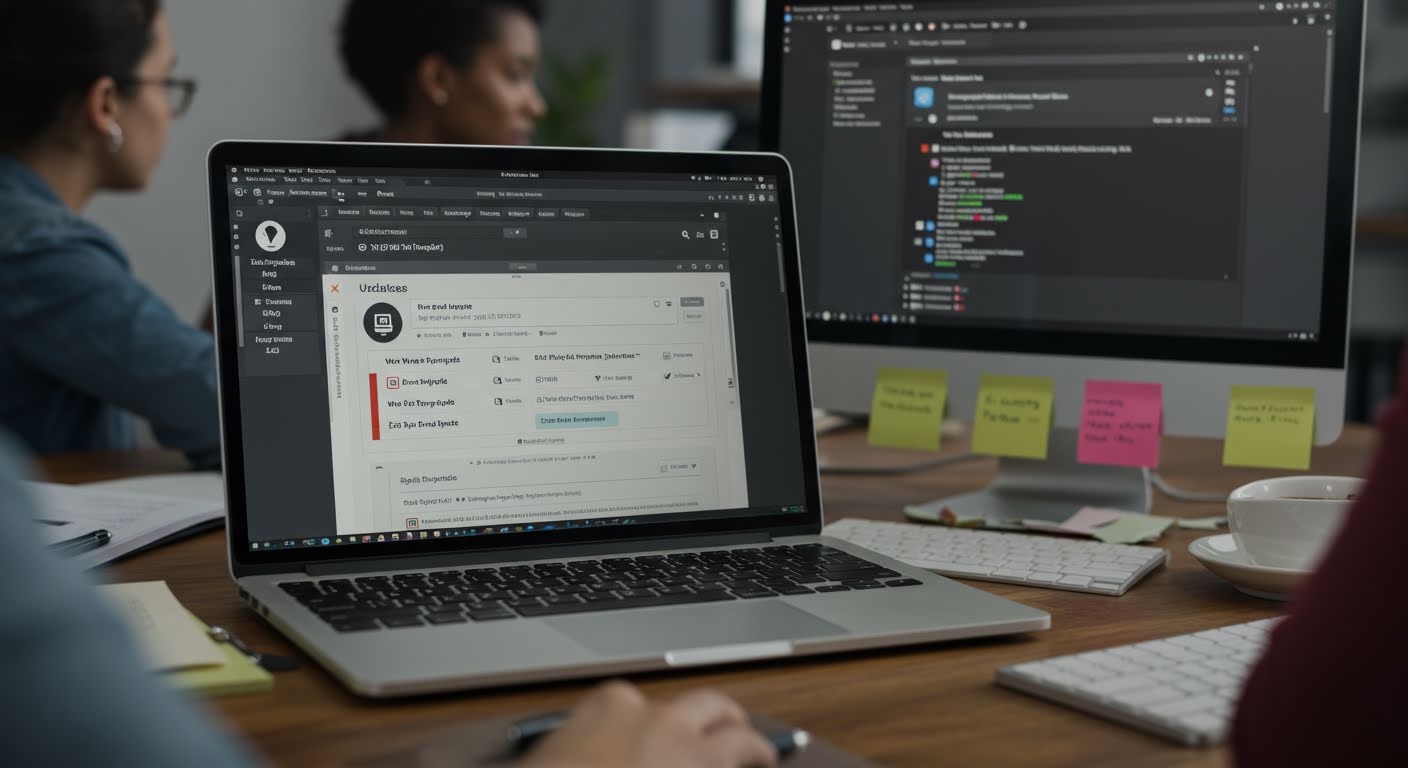 WordPress management dashboard showing safe update process with backup options