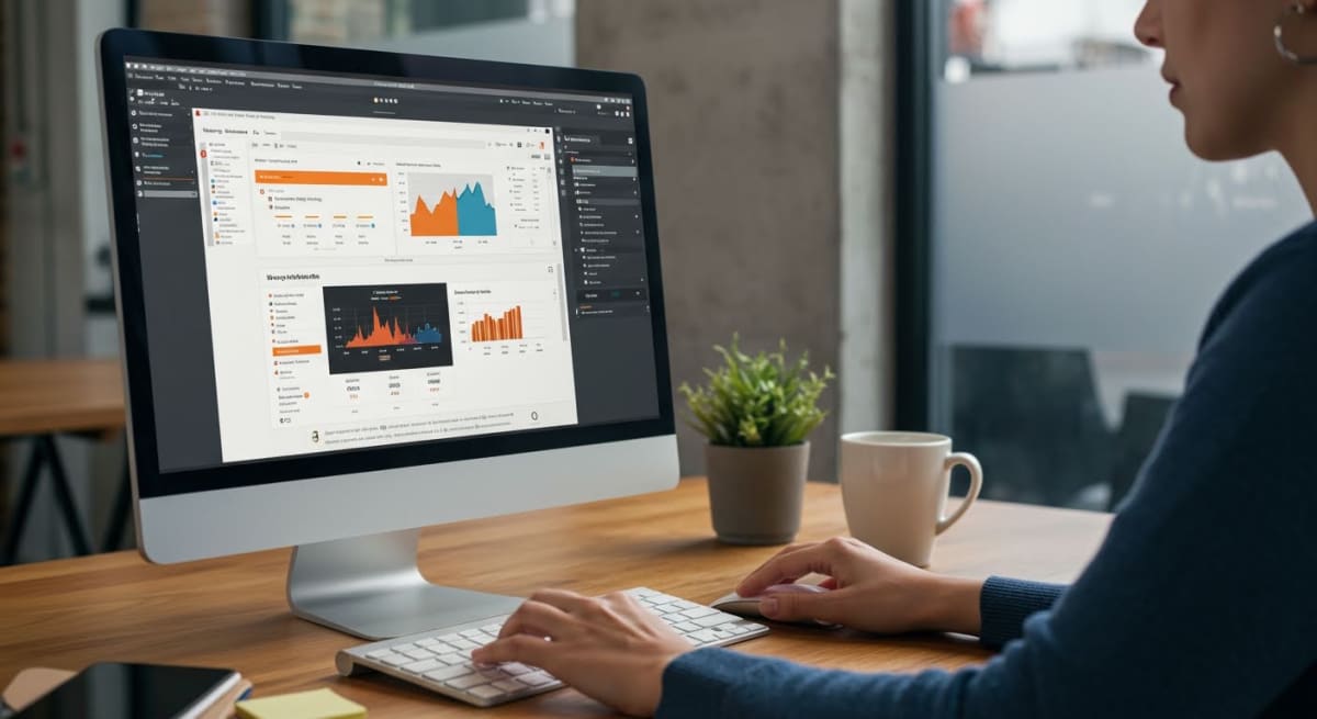 wordpress website management - comprehensive service dashboard showing security status, backup schedule, performance scores, and recent content updates