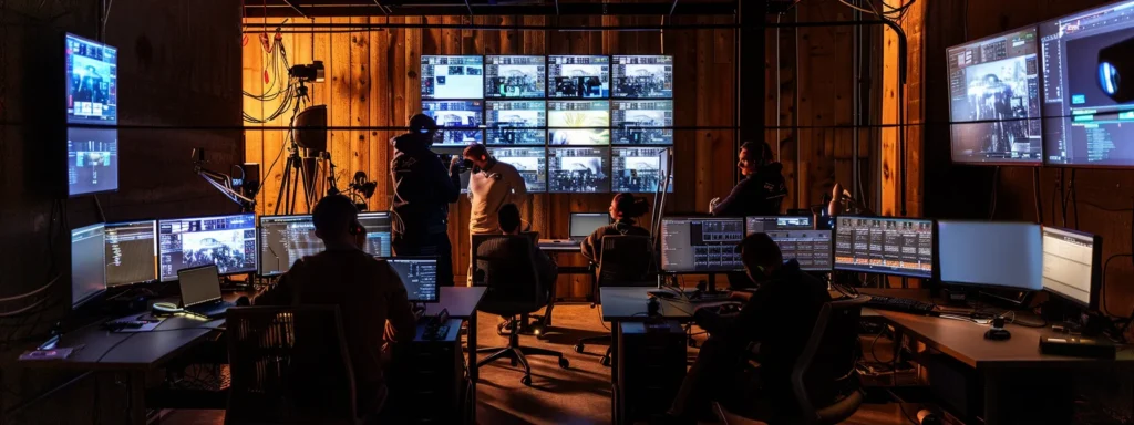 a team of cybersecurity experts conducting a proactive website maintenance check, surrounded by screens displaying real-time performance monitoring data and security alerts.