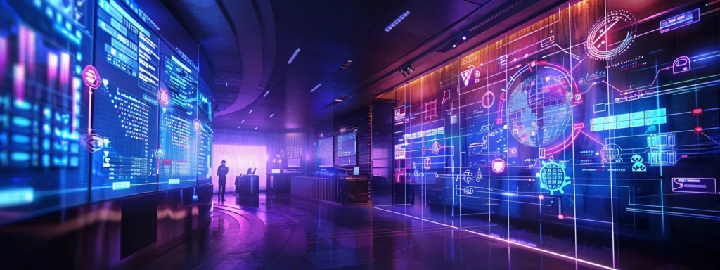 Updating Your Methods: Improve Website Security Protocols 6 a dynamic office environment showcases a sleek computer screen displaying vibrant graphs of encrypted data, with a backdrop of digital security icons and a professional reviewing backup protocols, emphasizing the importance of safeguarding sensitive website information.