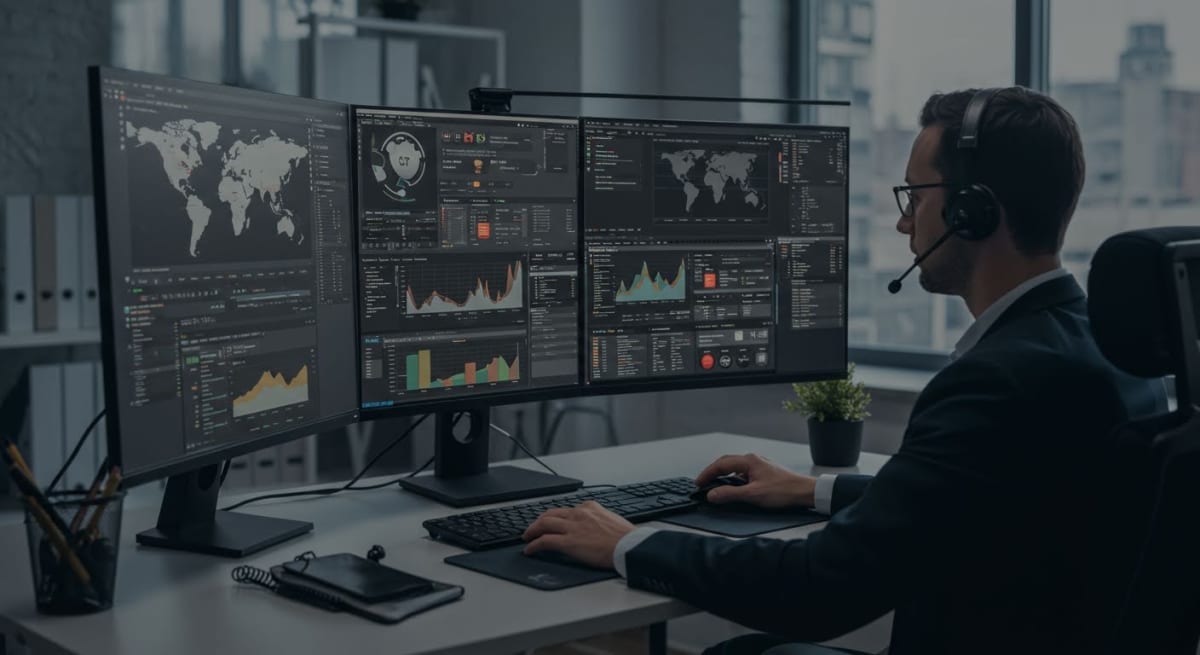 managed website plans - security monitoring dashboard showing real-time threat detection and firewall status
