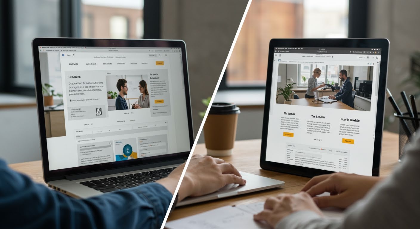 Website content updates showing before and after service page optimization